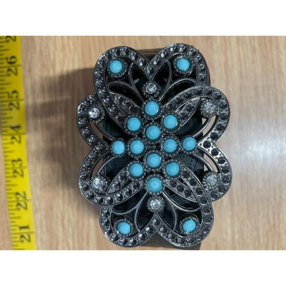 Rhinestones Turquoise Black Belt Juniors Small